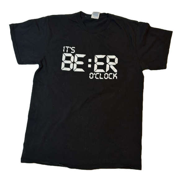 It’s Beer O’Clock Men’s Medium Black Short Sleeve Party Shirt - Picture 1 of 5